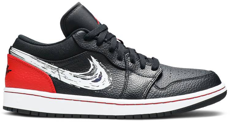 Air Jordan 1 Low 'Brushstroke Swoosh - Black Red' DA4659-001