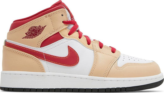 Air Jordan 1 Mid GS 'Light Curry Cardinal Red' 554725-201