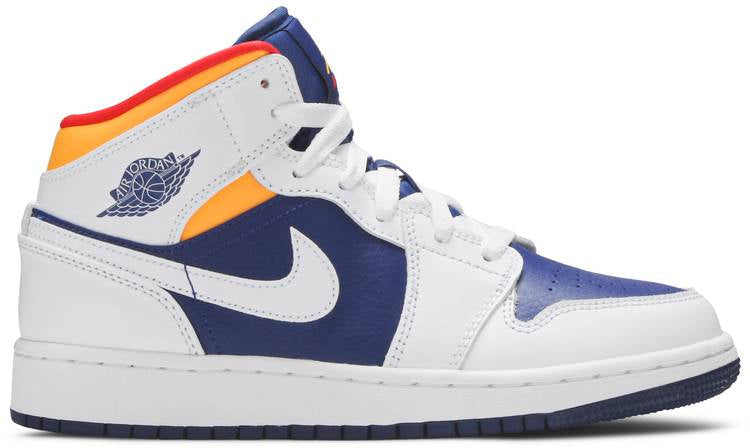 Air Jordan 1 Mid GS 'White Deep Royal Blue' 554725-131