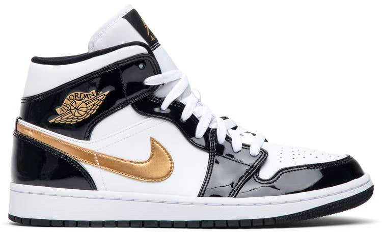 Air Jordan 1 Mid Patent 'Black Gold' 852542-007