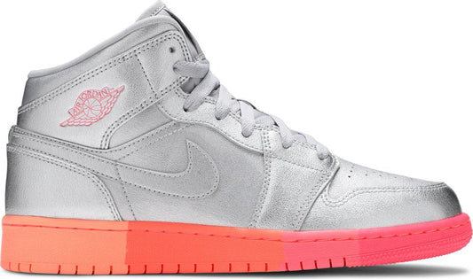 Air Jordan 1 Mid GS 'Metallic Silver Pink Crimson' 555112-006